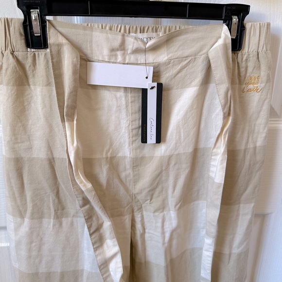 NWT Isadora 2-piece women’s pant suit ivory & cream Buffalo check elastic waist - Picture 7 of 10